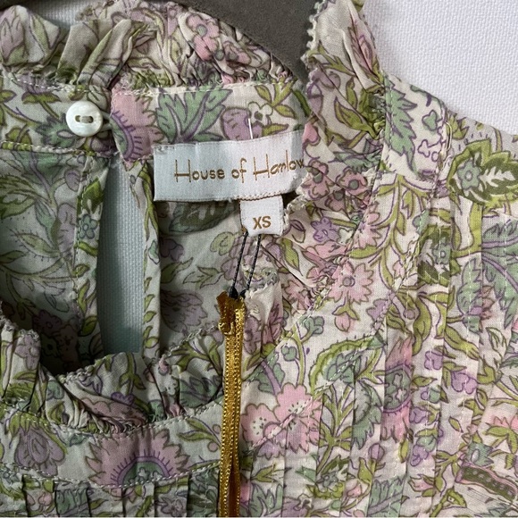 House of Harlow 1960 blouse XS Floral NEW Ruffle Cap sleeve Pintuck NWT top - Picture 5 of 9